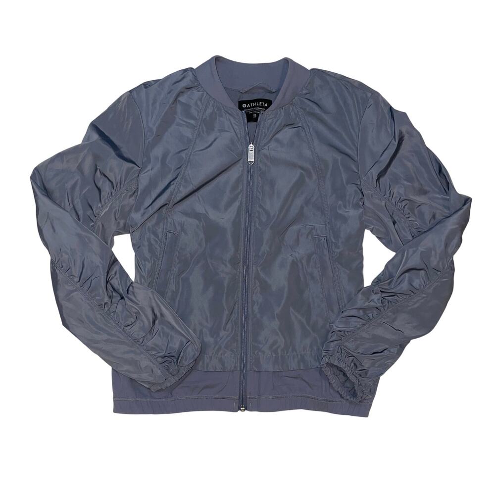 Athleta Women’s Coastline Blue Gray Wayfarer Bomber Jacket Size XS
